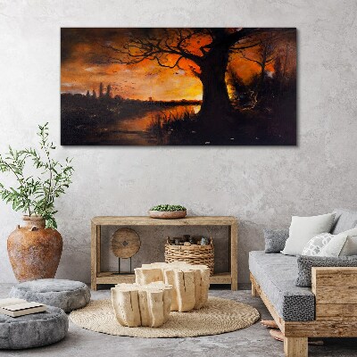 Golden hour at the lake Print on canvas