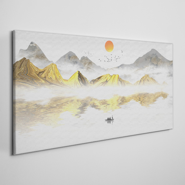 Golden mountains in the morning light Canvas wall art