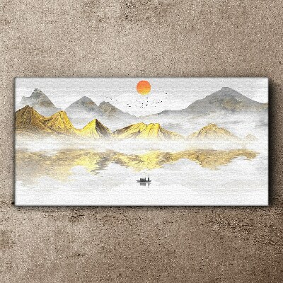 Golden mountains in the morning light Canvas wall art