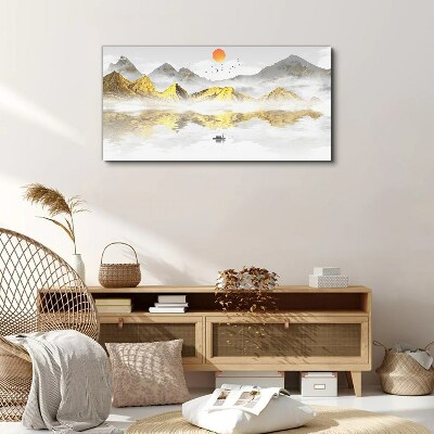 Golden mountains in the morning light Canvas wall art