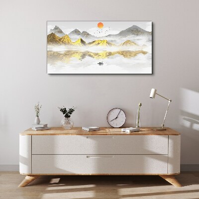 Golden mountains in the morning light Canvas wall art