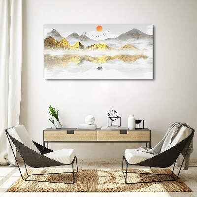 Golden mountains in the morning light Canvas wall art