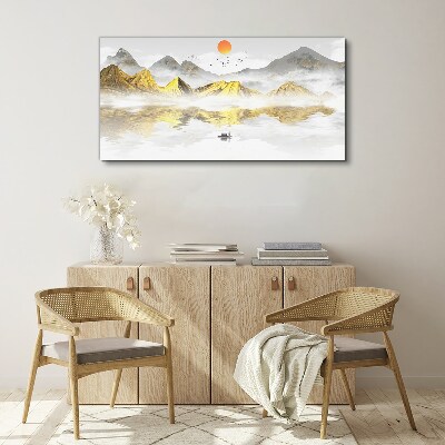 Golden mountains in the morning light Canvas wall art