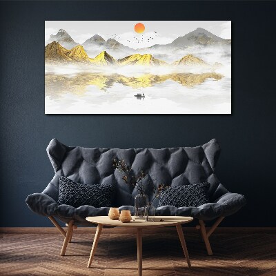 Golden mountains in the morning light Canvas wall art
