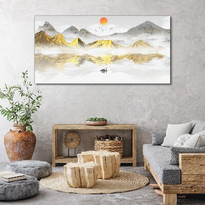 Golden mountains in the morning light Canvas wall art