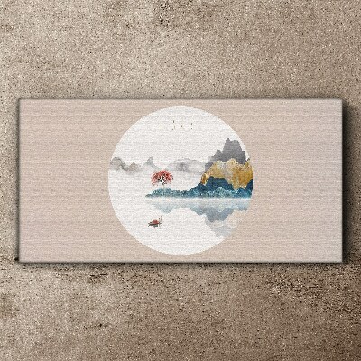 A peaceful landscape in a circle Print on canvas
