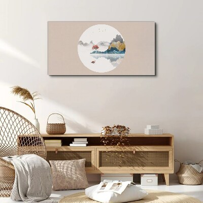 A peaceful landscape in a circle Print on canvas