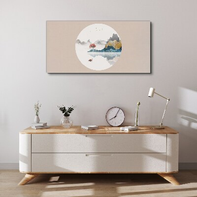 A peaceful landscape in a circle Print on canvas