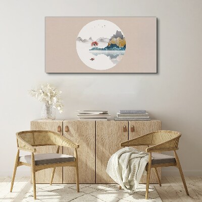 A peaceful landscape in a circle Print on canvas