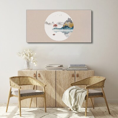 Abstraction lake mountains Canvas Wall art