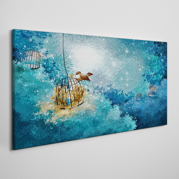 A caged bird against the sky Print on canvas