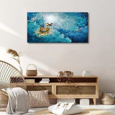 A caged bird against the sky Print on canvas