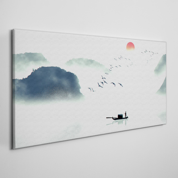 A quiet morning by the lake Print on canvas