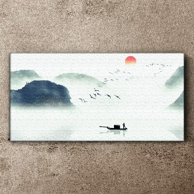 A quiet morning by the lake Print on canvas