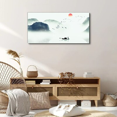 A quiet morning by the lake Print on canvas