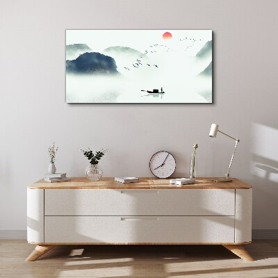 A quiet morning by the lake Print on canvas