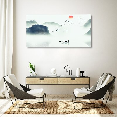 A quiet morning by the lake Print on canvas
