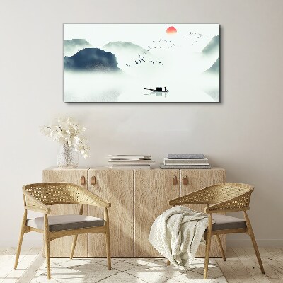 A quiet morning by the lake Print on canvas