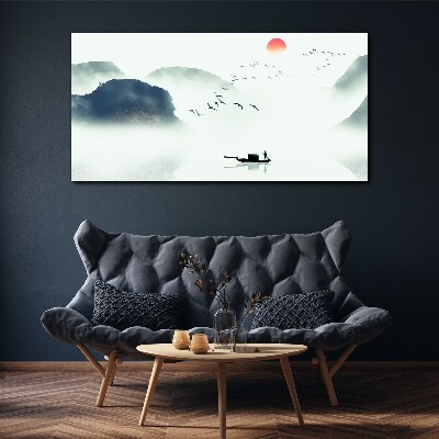 A quiet morning by the lake Print on canvas