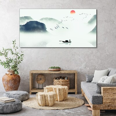 A quiet morning by the lake Print on canvas