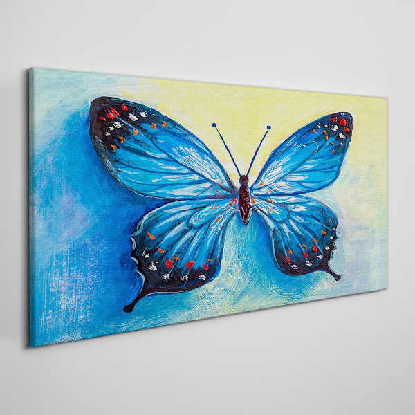 Blue butterfly on abstract background Canvas wall art