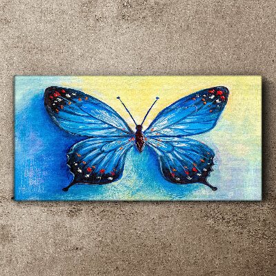 Blue butterfly on abstract background Canvas wall art