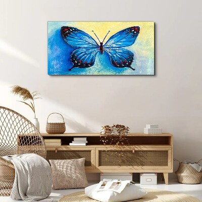 Blue butterfly on abstract background Canvas wall art