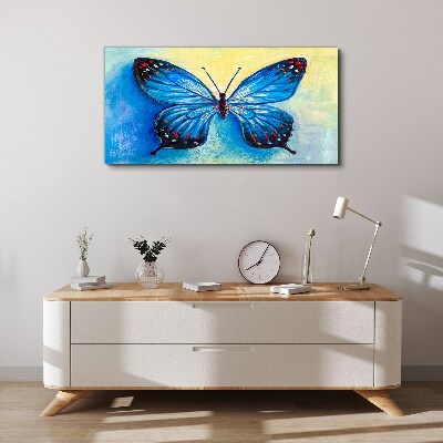 Blue butterfly on abstract background Canvas wall art