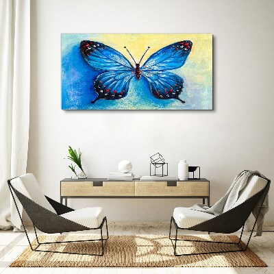 Blue butterfly on abstract background Canvas wall art
