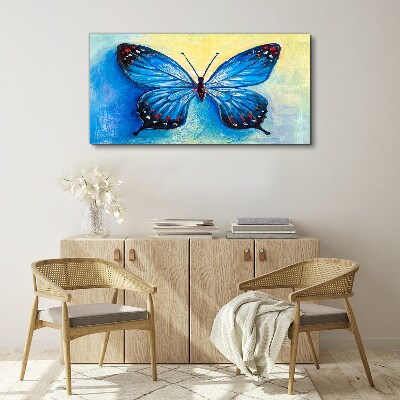 Blue butterfly on abstract background Canvas wall art