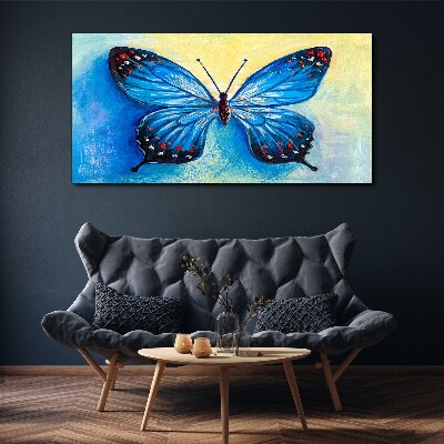 Blue butterfly on abstract background Canvas wall art