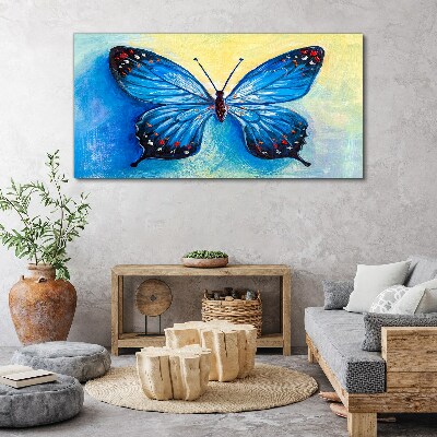 Blue butterfly on abstract background Canvas wall art