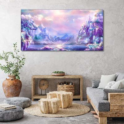 Abstraction lake mountains sky Canvas Wall art