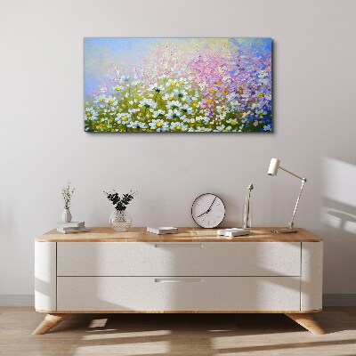 Floral landscape in pastel colors Print on canvas