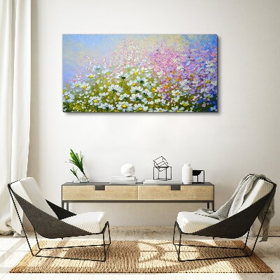 Floral landscape in pastel colors Print on canvas