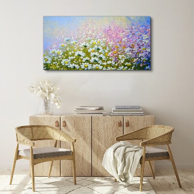 Floral landscape in pastel colors Print on canvas