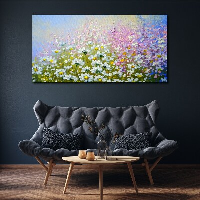 Floral landscape in pastel colors Print on canvas