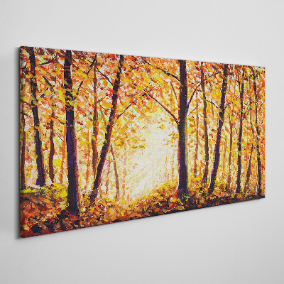 Golden autumn in the forest Print on canvas