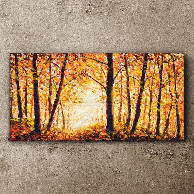 Golden autumn in the forest Print on canvas