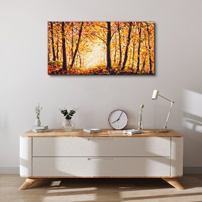 Golden autumn in the forest Print on canvas
