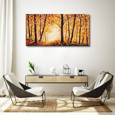 Golden autumn in the forest Print on canvas