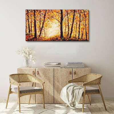 Golden autumn in the forest Print on canvas