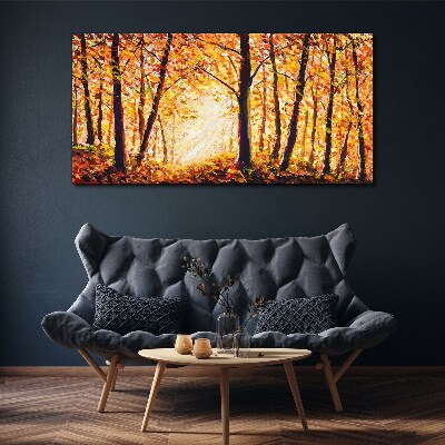 Golden autumn in the forest Print on canvas