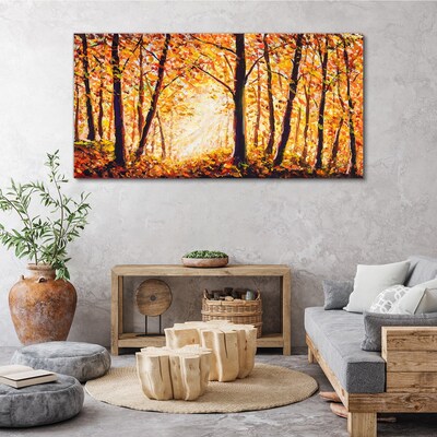 Golden autumn in the forest Print on canvas
