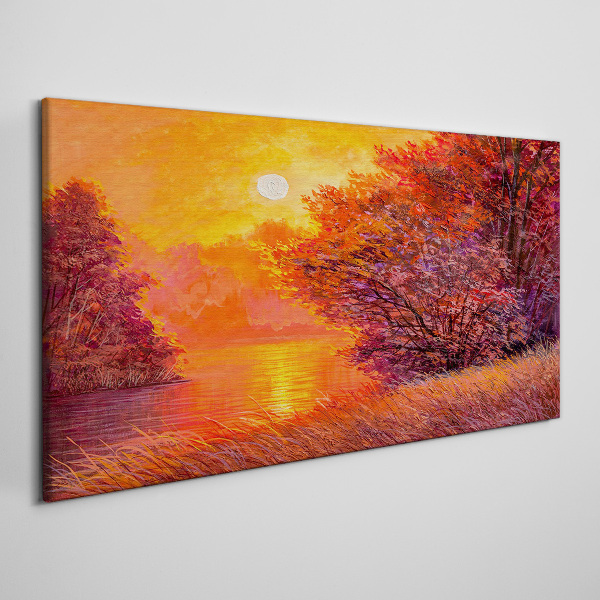 Golden hour at the lake Canvas wall art