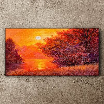 Golden hour at the lake Canvas wall art