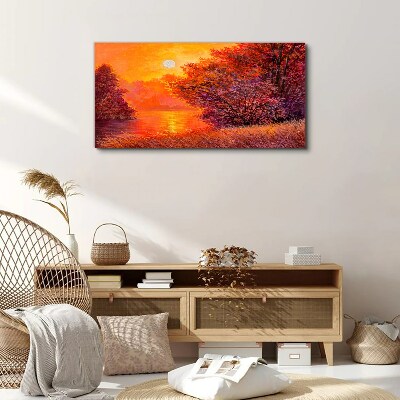 Golden hour at the lake Canvas wall art