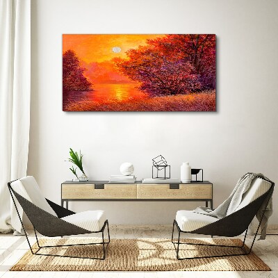 Golden hour at the lake Canvas wall art