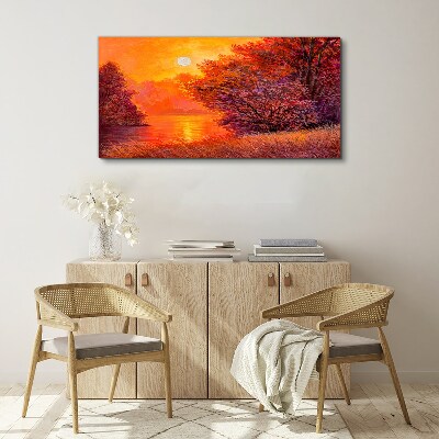 Golden hour at the lake Canvas wall art