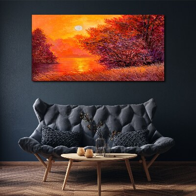 Golden hour at the lake Canvas wall art